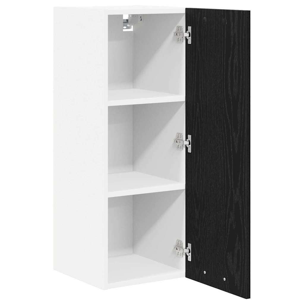 Hanging Cabinet Riga Black Oak and White 30 x 31 x 80 cm