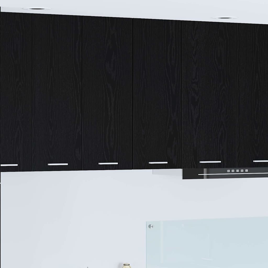 Hanging Cabinet Riga 2 pcs Black Oak and White 30 x 31 x 80 cm