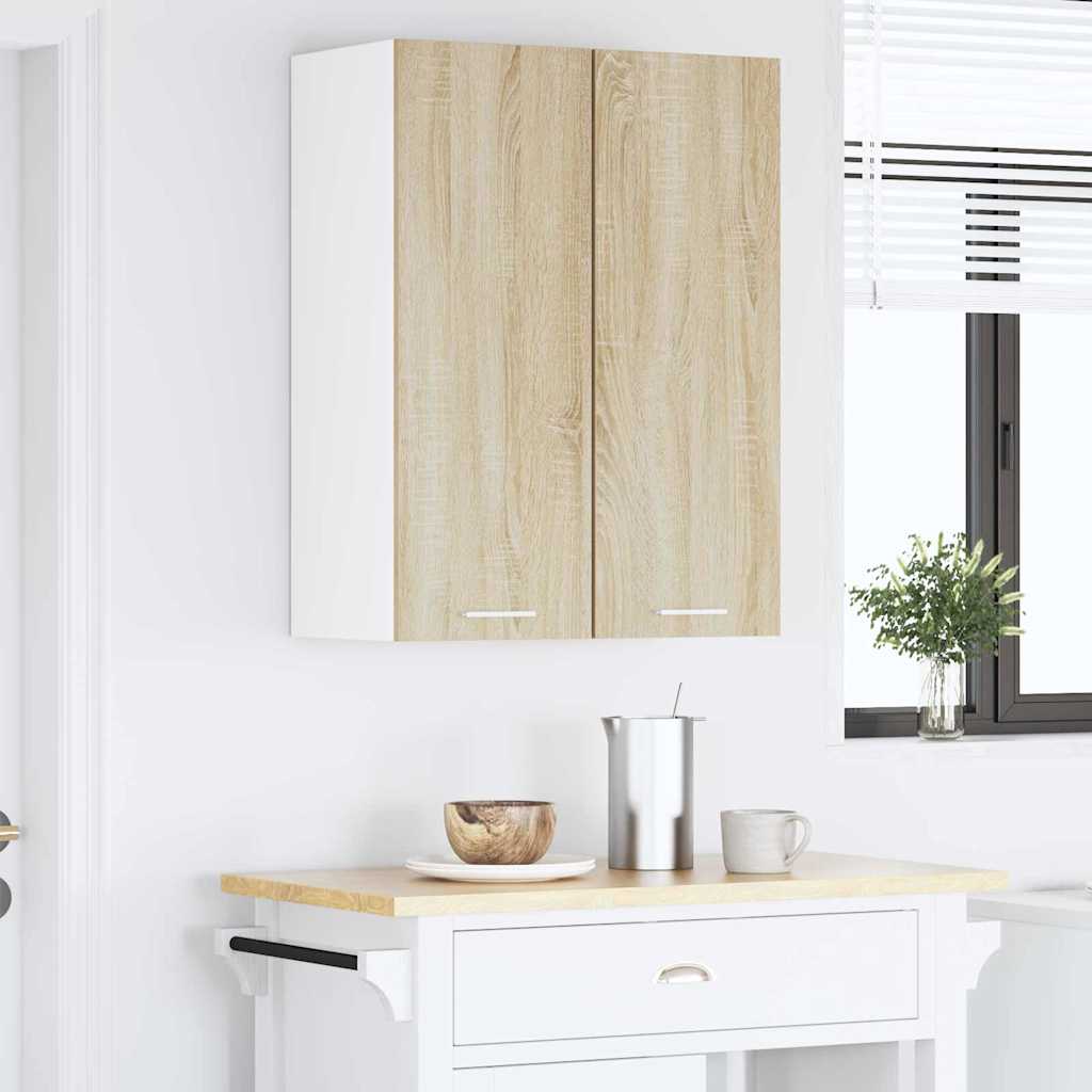 Hanging Cabinet Riga 2 pcs Sonoma Oak and White 30 x 31 x 80 cm