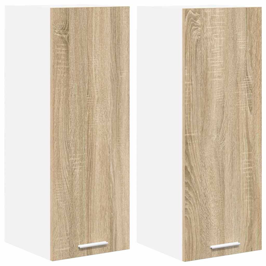Hanging Cabinet Riga 2 pcs Sonoma Oak and White 30 x 31 x 80 cm