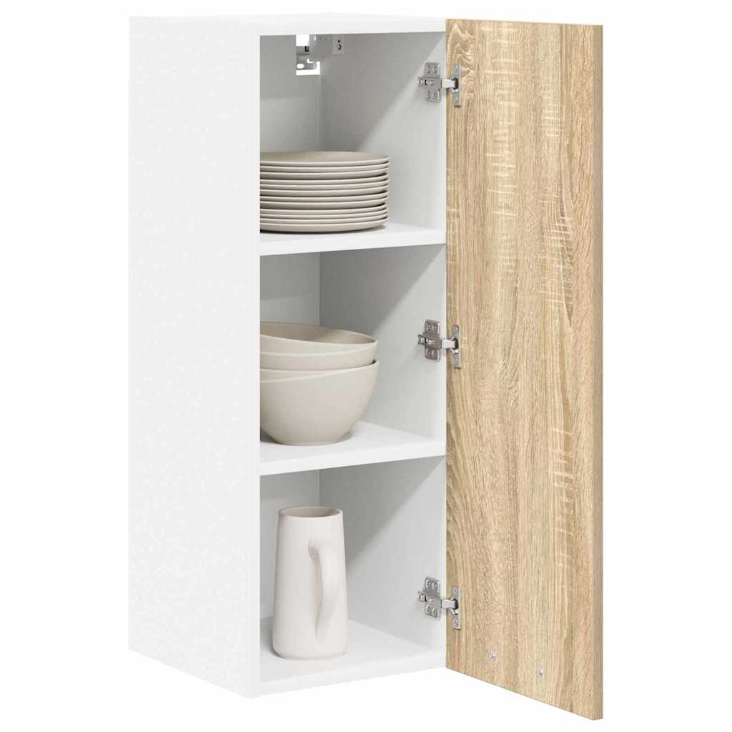 Hanging Cabinet Riga 2 pcs Sonoma Oak and White 30 x 31 x 80 cm