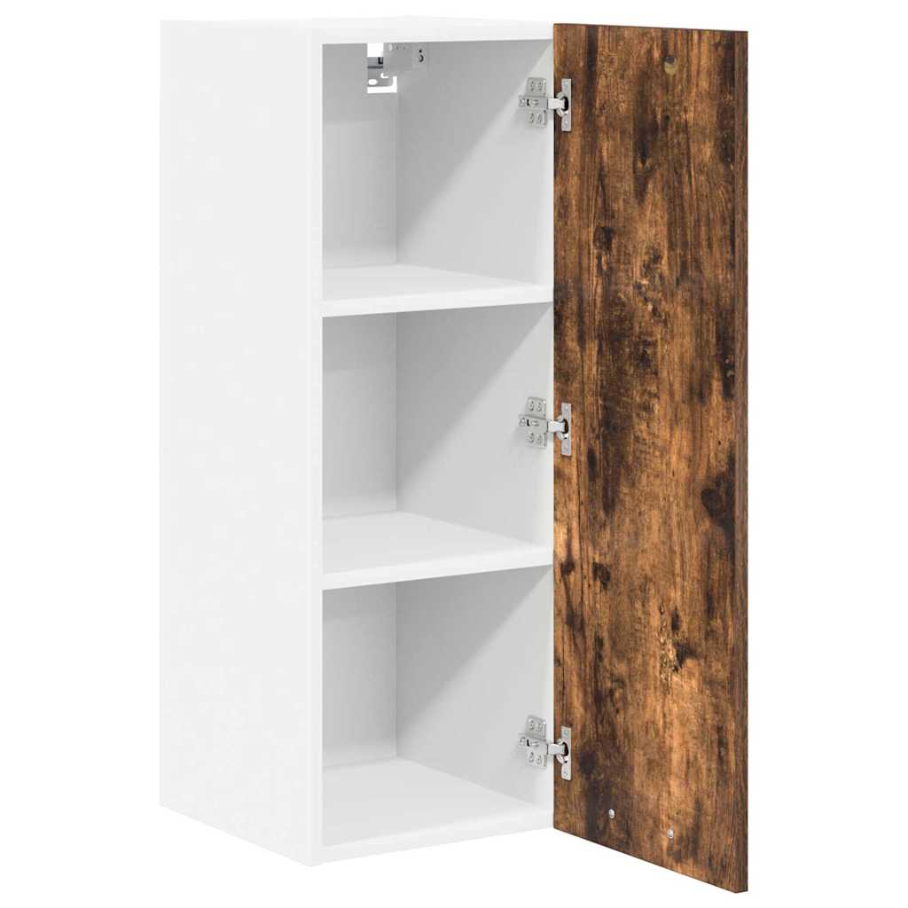 Hanging Cabinet Riga Smoked Oak and White 30 x 31 x 80 cm