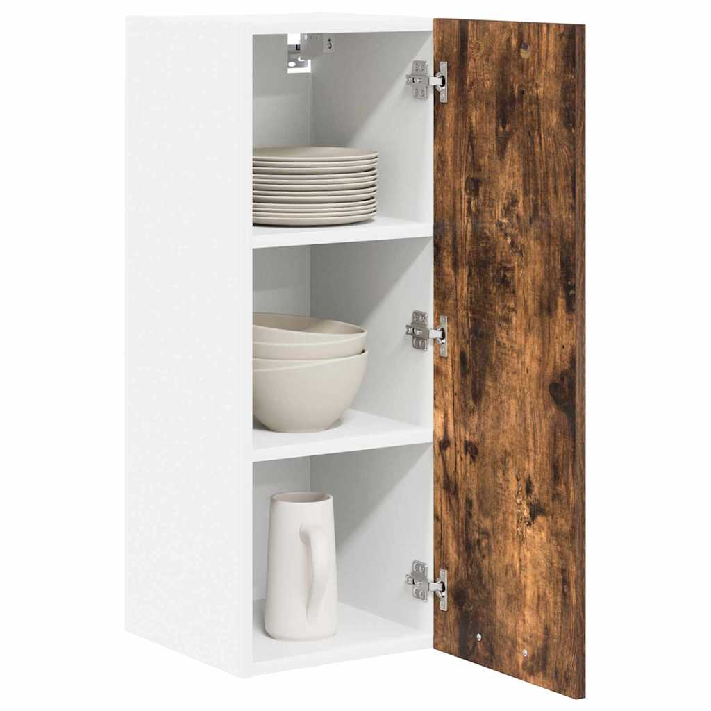 Hanging Cabinet Riga Smoked Oak and White 30 x 31 x 80 cm