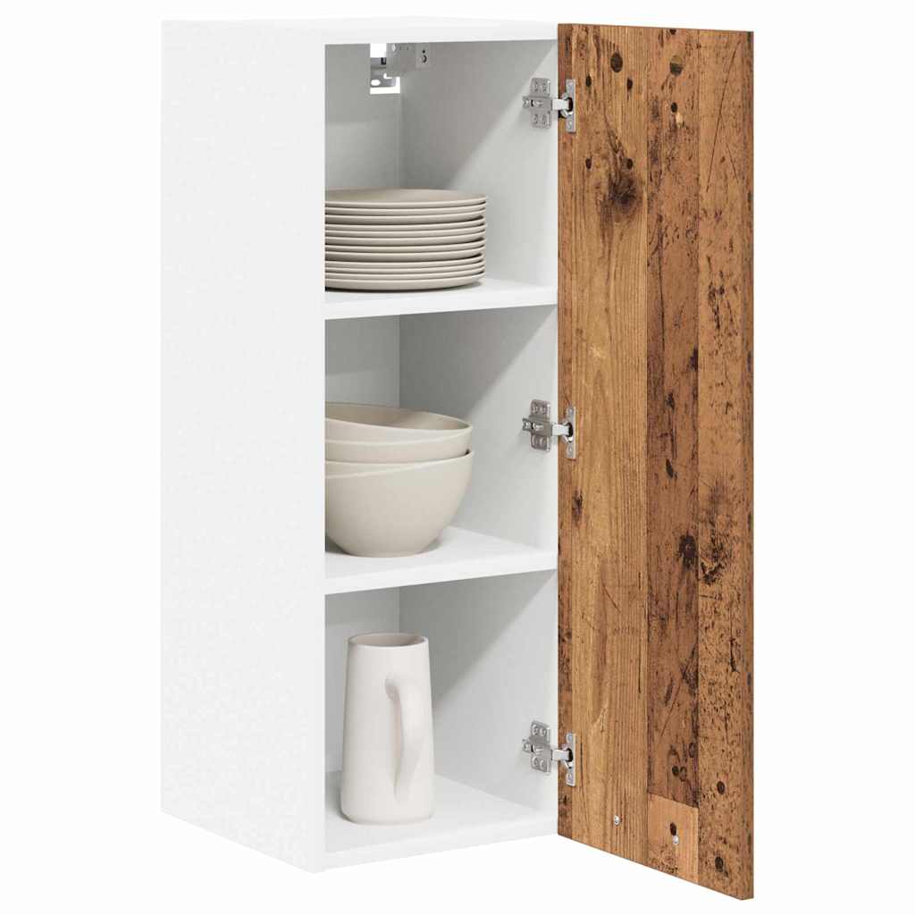 Hanging Cabinet Riga Old Wood and White 30 x 31 x 80 cm