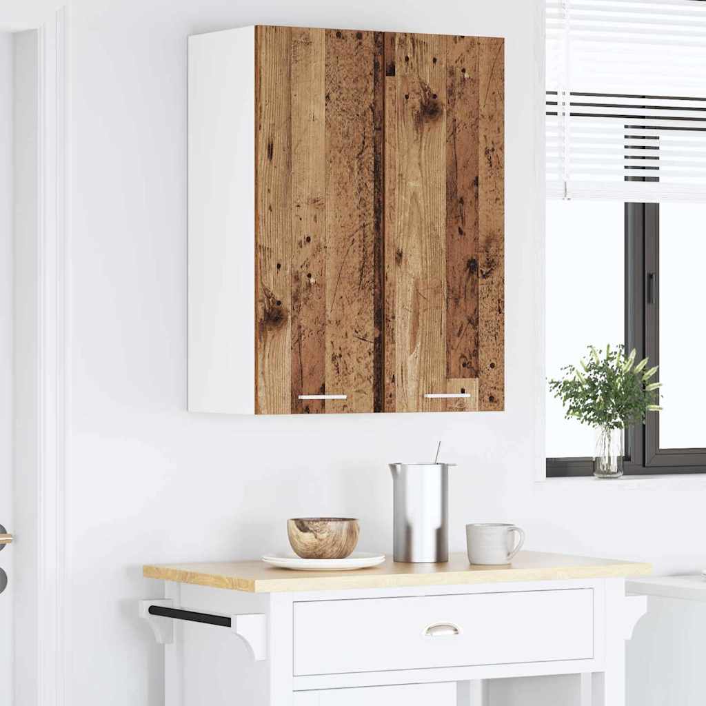 Hanging Cabinet Riga 2 pcs Old Wood and White 30 x 31 x 80 cm