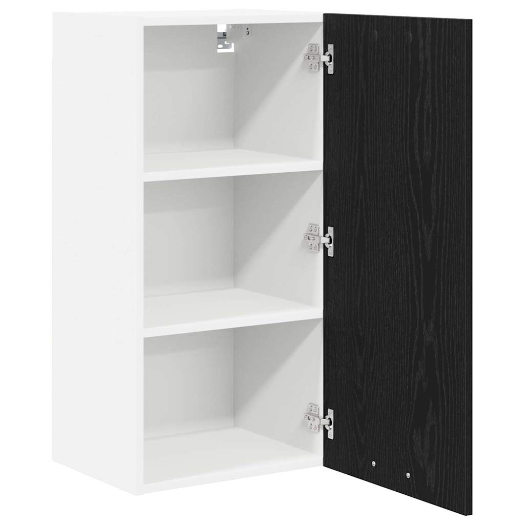 Hanging Cabinet Riga Black Oak and White 40 x 31 x 80 cm