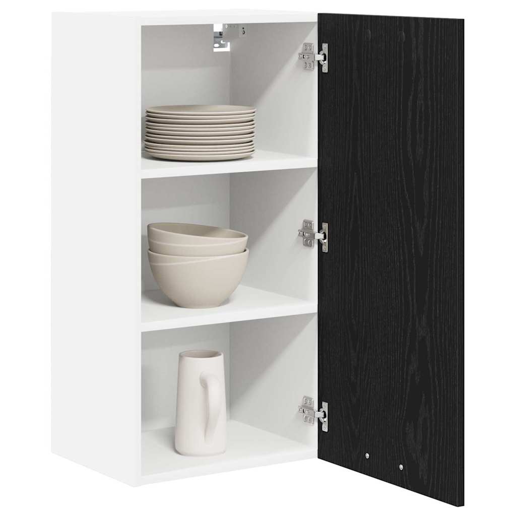 Hanging Cabinet Riga Black Oak and White 40 x 31 x 80 cm