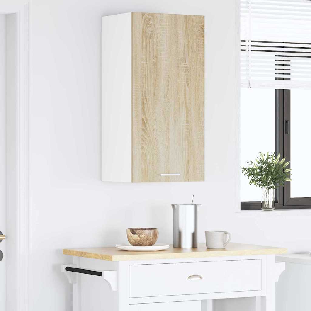 Hanging Cabinet Riga Sonoma Oak and White 40 x 31 x 80 cm