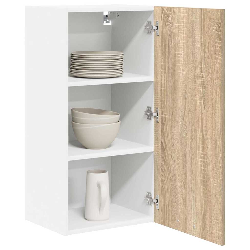 Hanging Cabinet Riga Sonoma Oak and White 40 x 31 x 80 cm