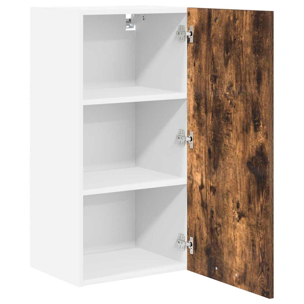 Hanging Cabinet Riga Smoked Oak and White 40 x 31 x 80 cm