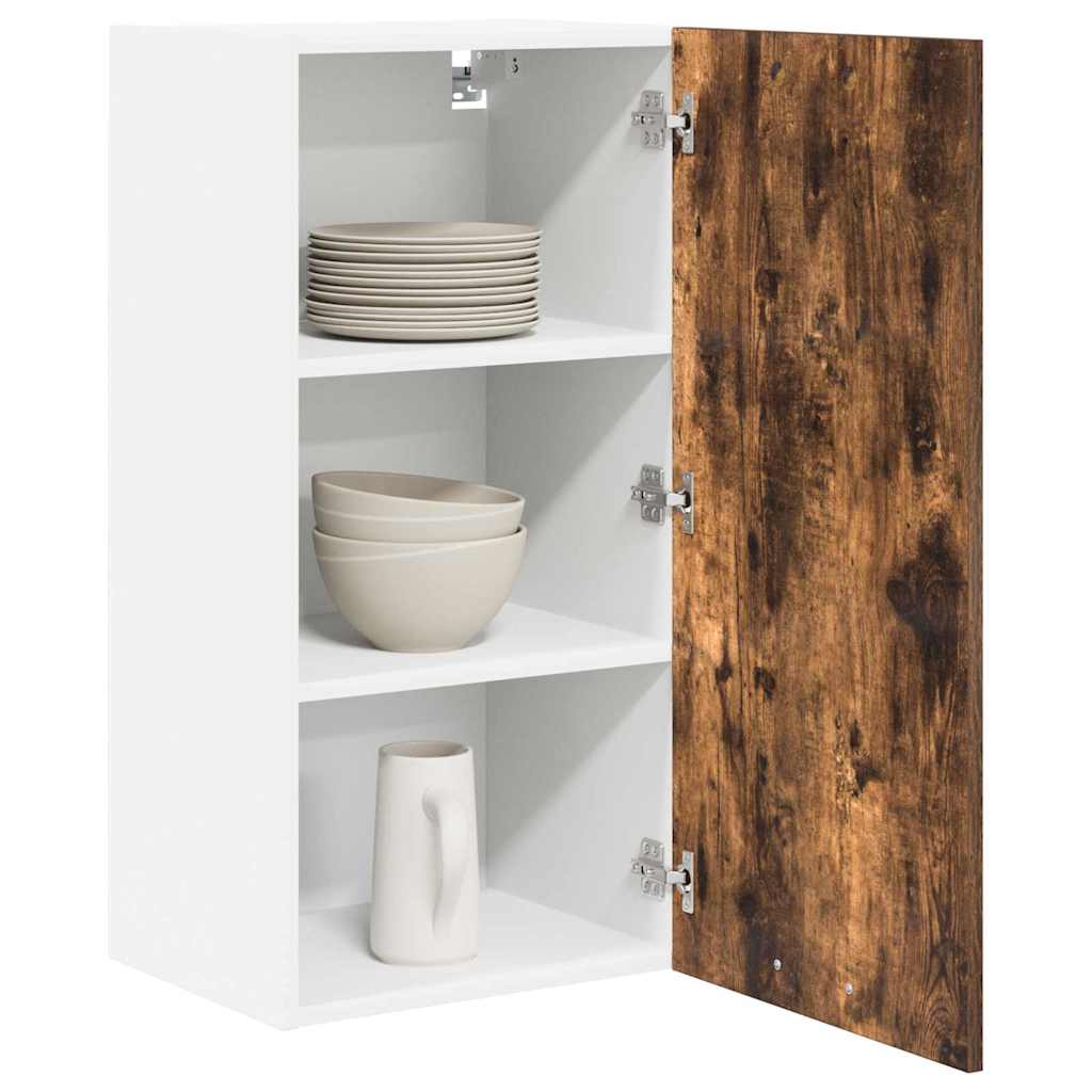 Hanging Cabinet Riga Smoked Oak and White 40 x 31 x 80 cm