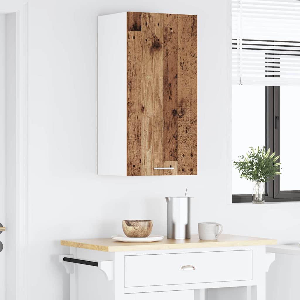 Hanging Cabinet Riga Old Wood and White 40 x 31 x 80 cm