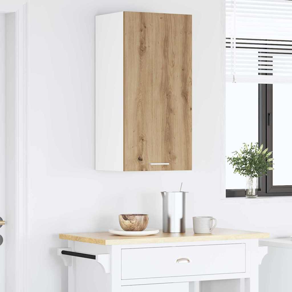 Hanging Cabinet Riga Artisan Oak and White 40 x 31 x 80 cm