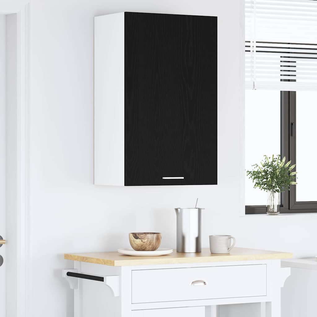 Hanging Cabinet Riga Black Oak and White 50 x 31 x 80 cm