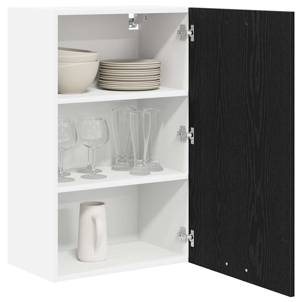 Hanging Cabinet Riga Black Oak and White 50 x 31 x 80 cm