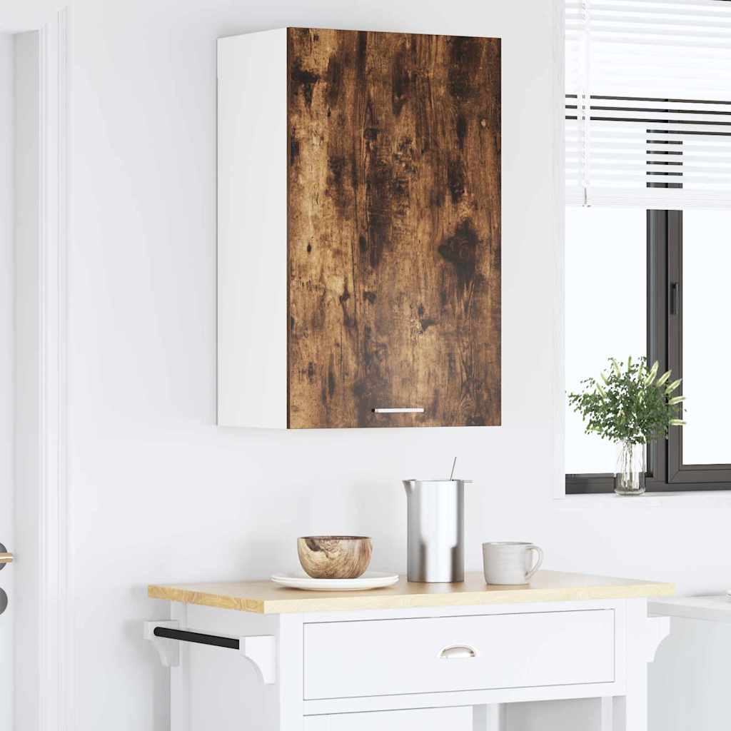 Hanging Cabinet Riga Smoked Oak and White 50 x 31 x 80 cm