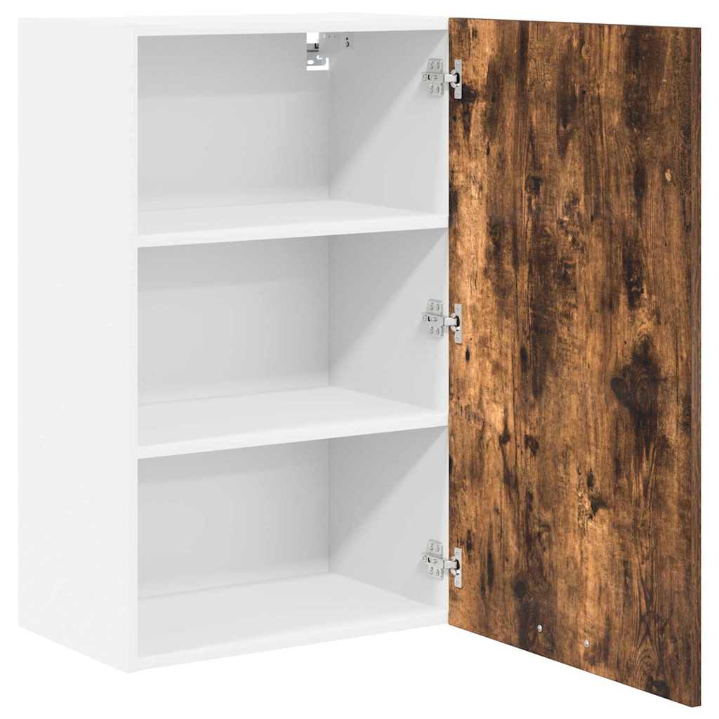 Hanging Cabinet Riga Smoked Oak and White 50 x 31 x 80 cm