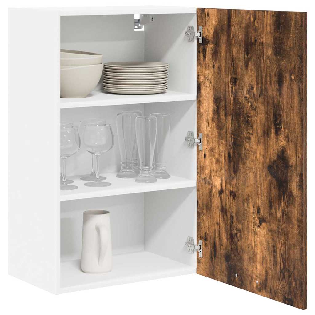 Hanging Cabinet Riga Smoked Oak and White 50 x 31 x 80 cm