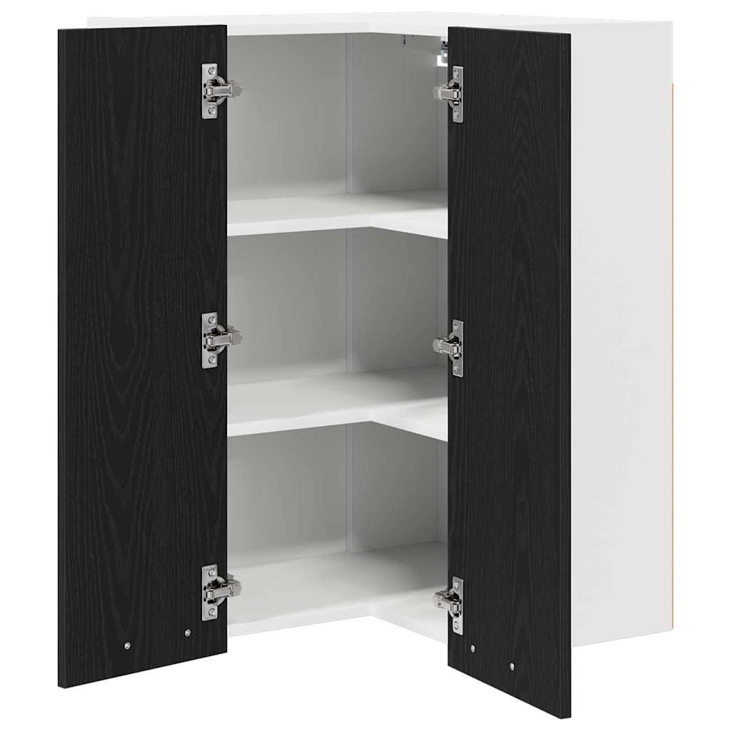 Hanging Cabinet Riga Black Oak and White 57 x 57 x 80 cm