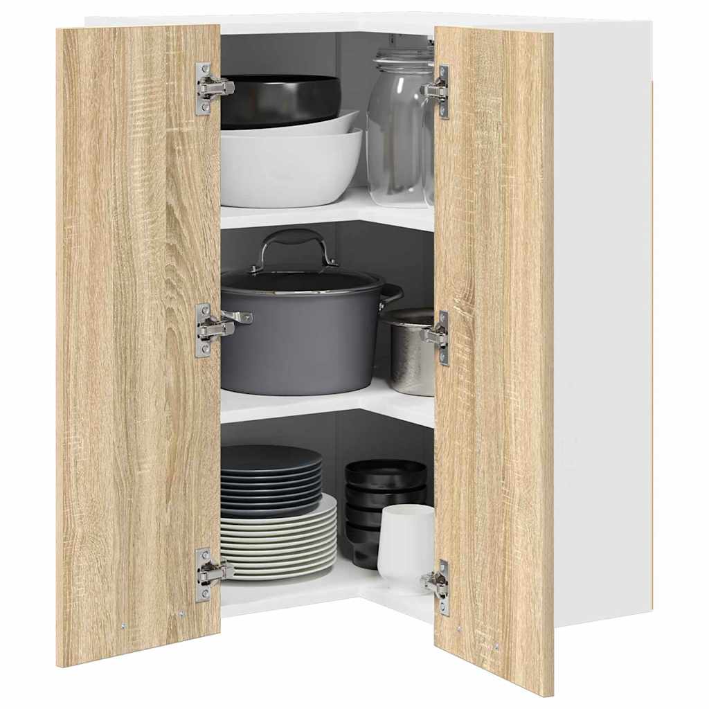 Hanging Cabinet Riga Sonoma Oak and White 57 x 57 x 80 cm