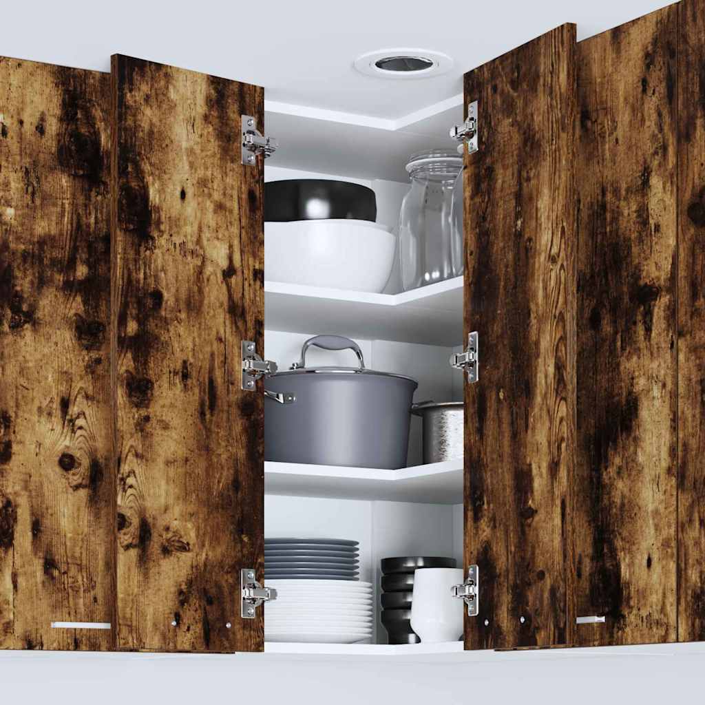 Hanging Cabinet Riga Smoked Oak and White 57 x 57 x 80 cm