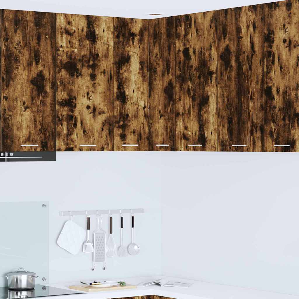 Hanging Cabinet Riga Smoked Oak and White 57 x 57 x 80 cm