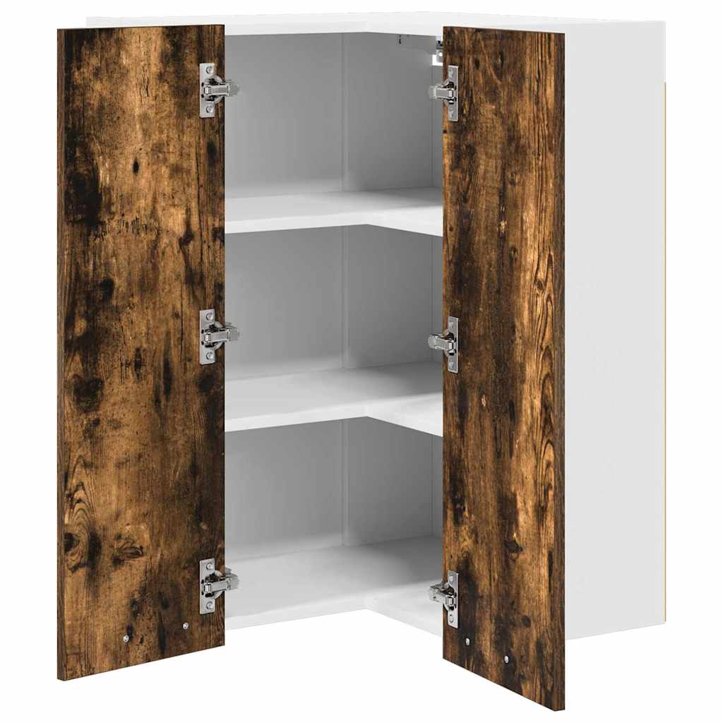 Hanging Cabinet Riga Smoked Oak and White 57 x 57 x 80 cm