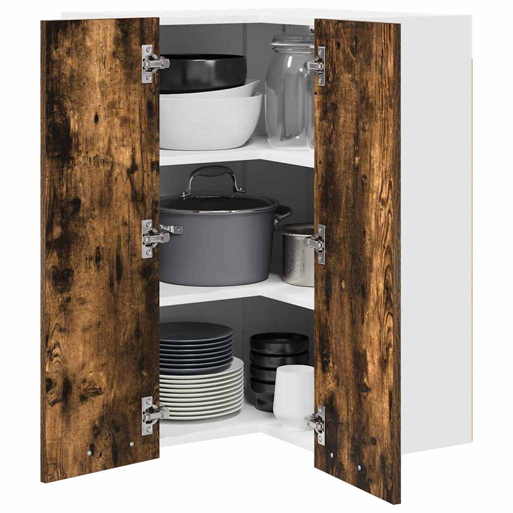 Hanging Cabinet Riga Smoked Oak and White 57 x 57 x 80 cm
