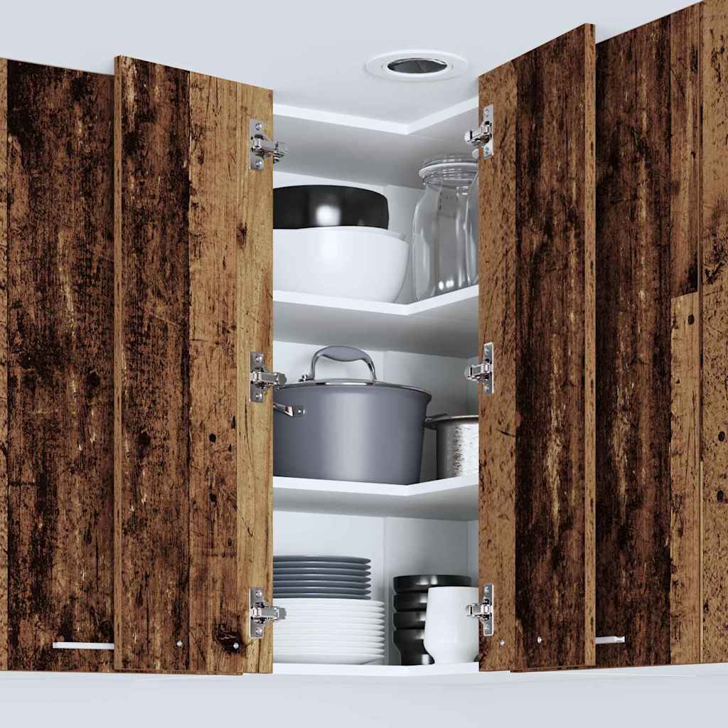 Hanging Cabinet Riga Old Wood and White 57 x 57 x 80 cm