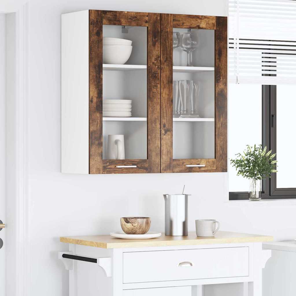 Hanging Cabinet with Door Riga 2 pcs Smoked Oak 40 x 31 x 80 cm
