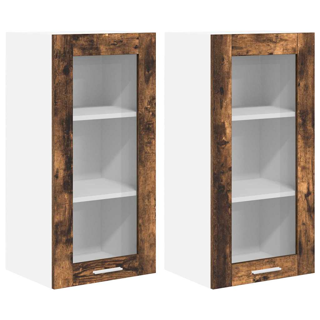 Hanging Cabinet with Door Riga 2 pcs Smoked Oak 40 x 31 x 80 cm