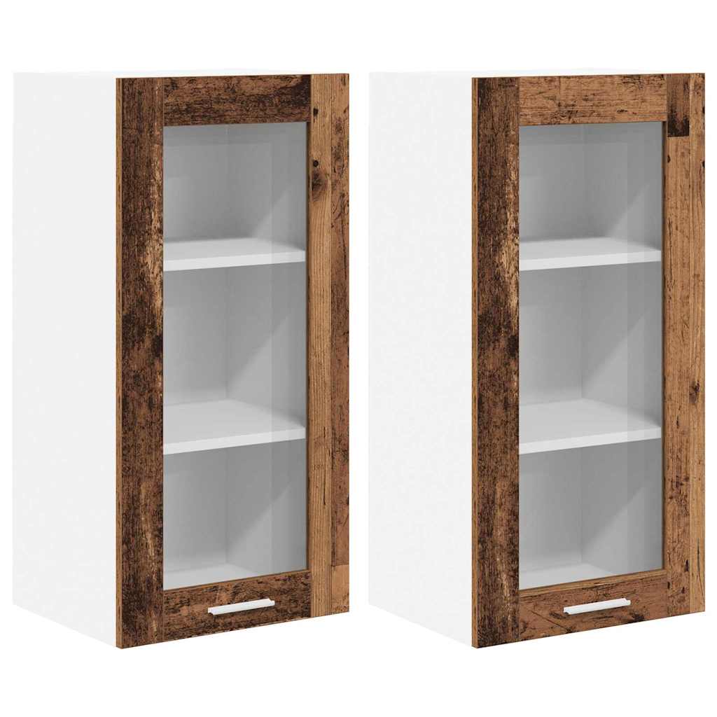 Hanging Cabinet with Shelf Riga 2 pcs Old Wood 40 x 31 x 80 cm