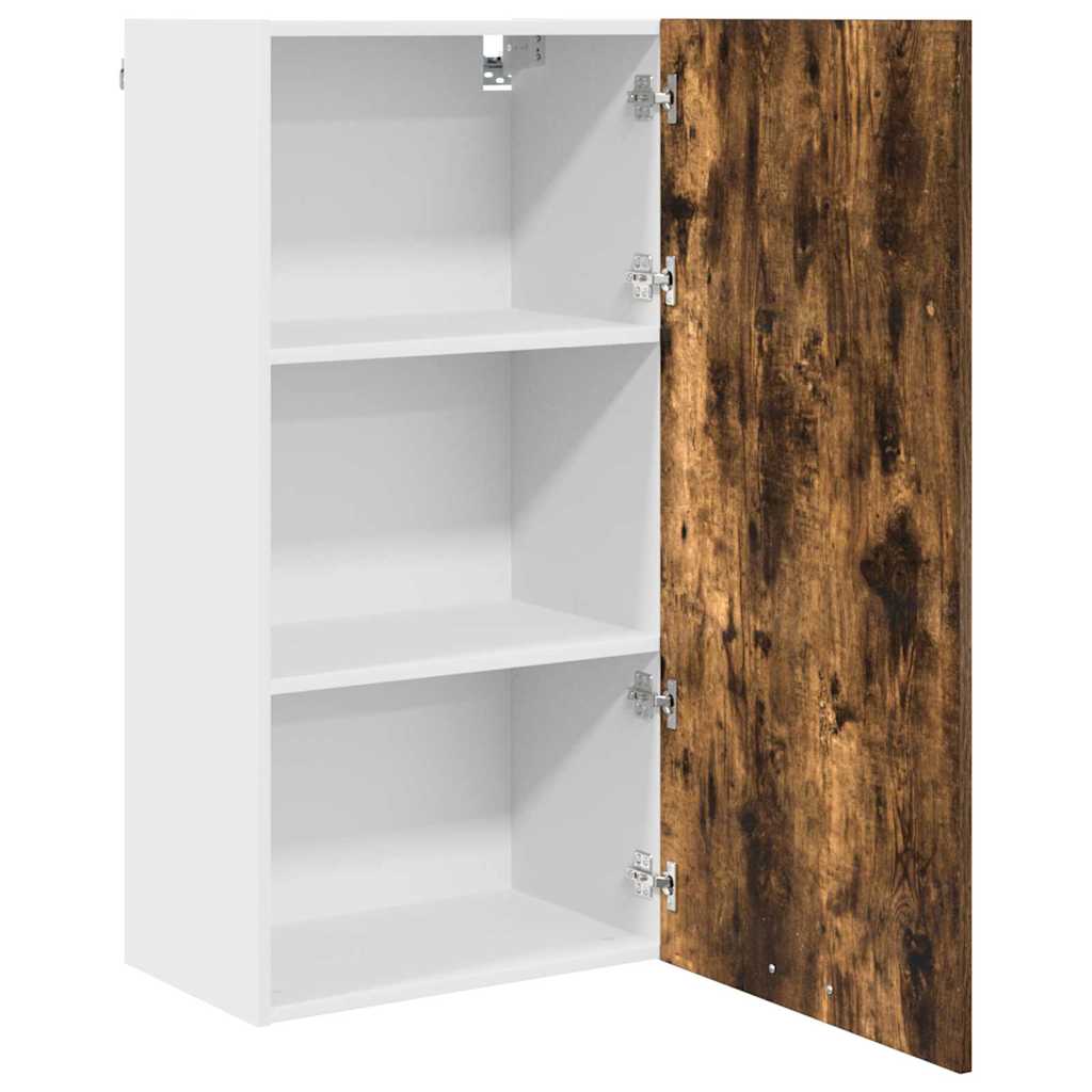 Hanging Cabinet Riga Smoked Oak and White 50 x 31 x 100 cm