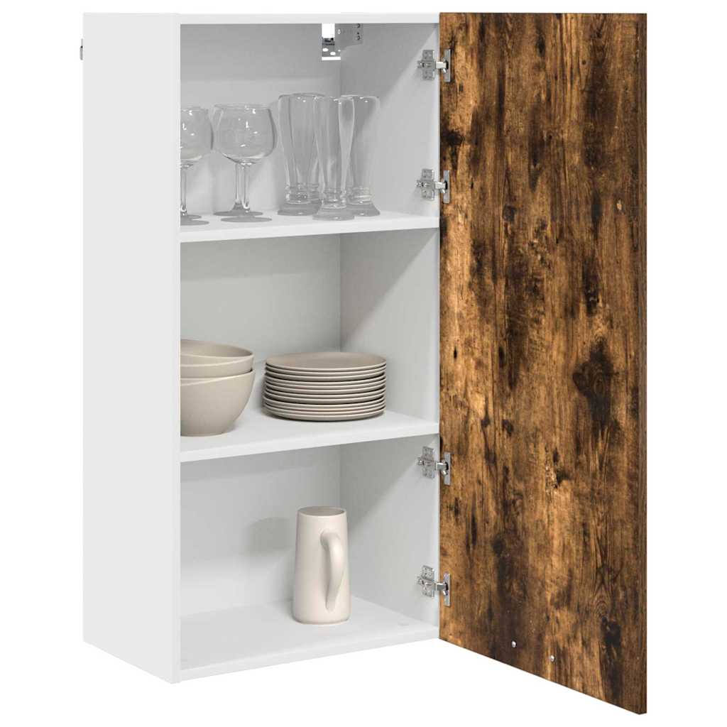 Hanging Cabinet Riga Smoked Oak and White 50 x 31 x 100 cm