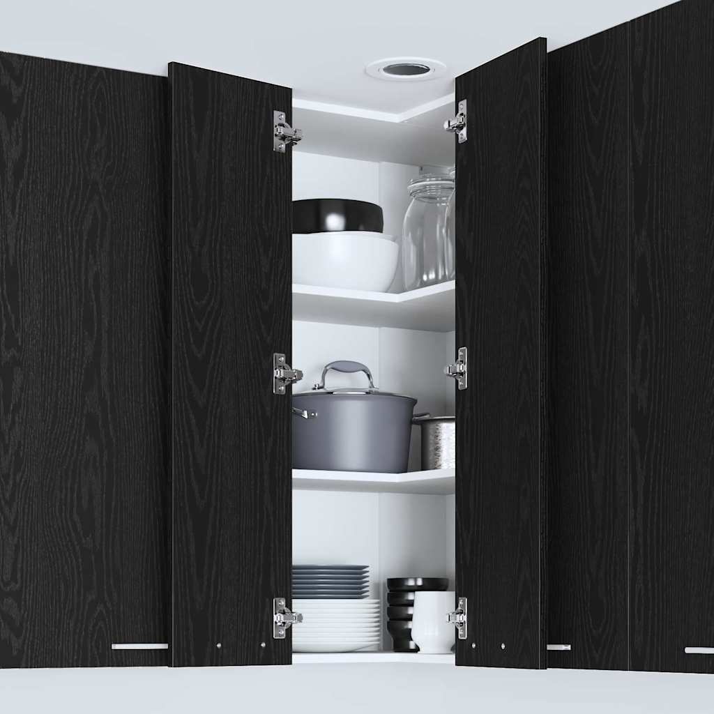 Hanging Cabinet Riga Black Oak and White 57 x 57 x 100 cm