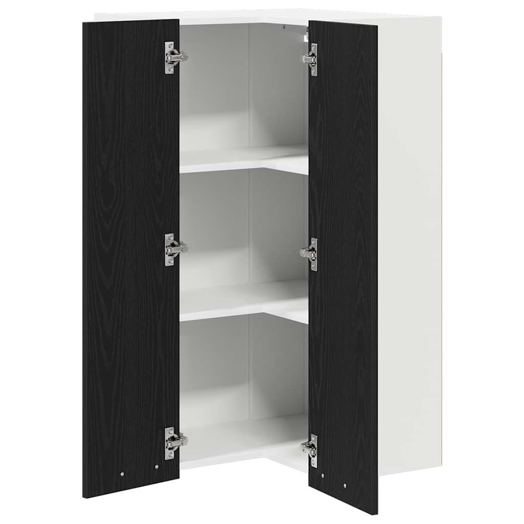 Hanging Cabinet Riga Black Oak and White 57 x 57 x 100 cm