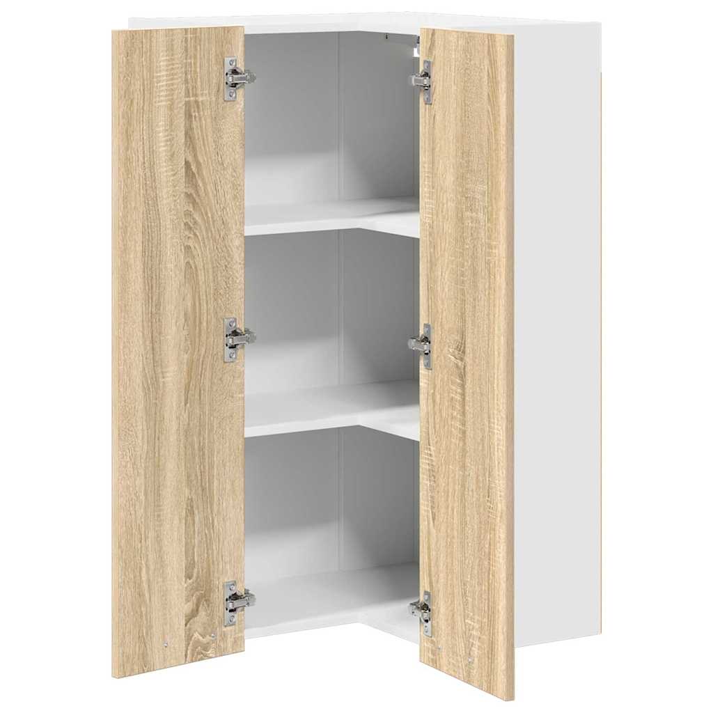 Hanging Cabinet Riga Sonoma Oak and White 57 x 57 x 100 cm