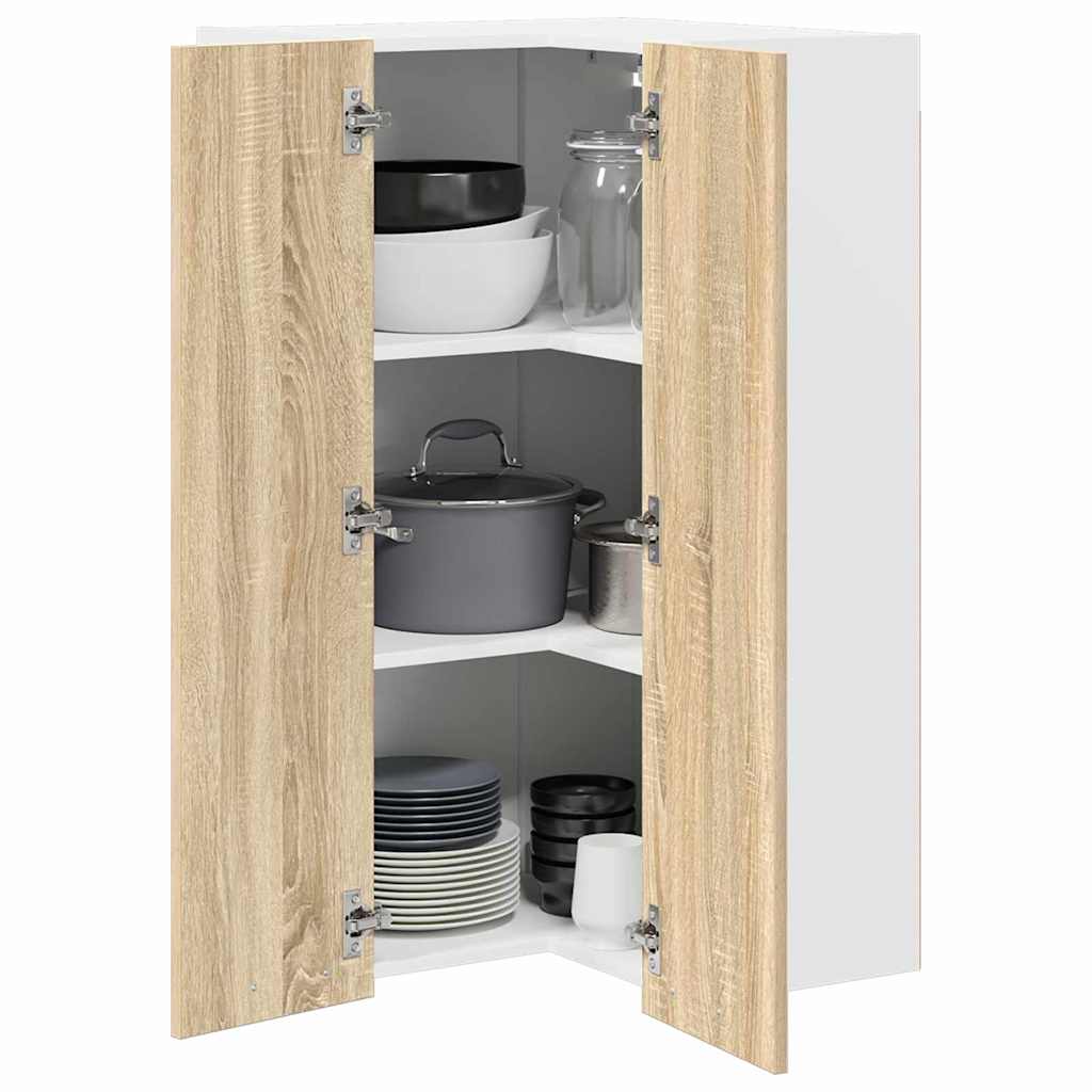 Hanging Cabinet Riga Sonoma Oak and White 57 x 57 x 100 cm