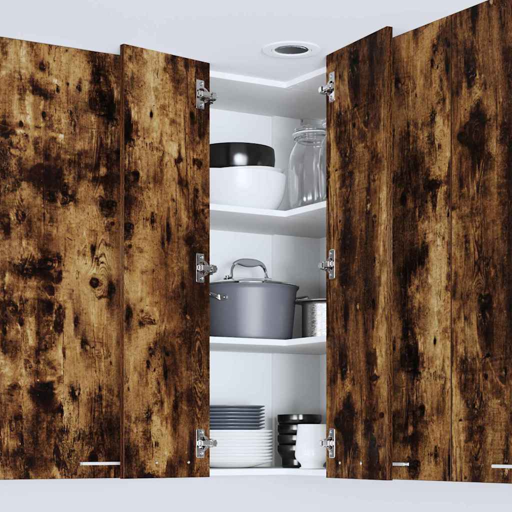 Hanging Cabinet Riga Smoked Oak and White 57 x 57 x 100 cm