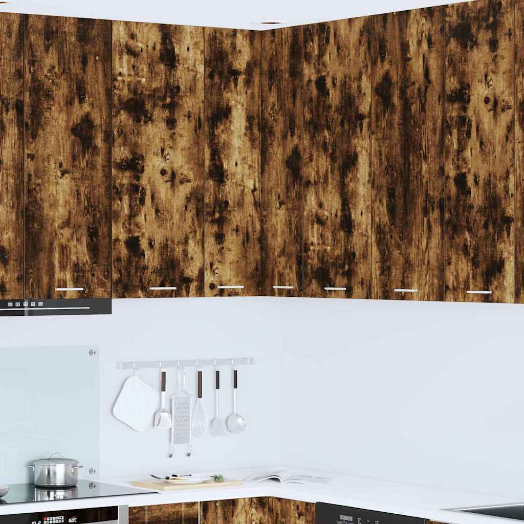 Hanging Cabinet Riga Smoked Oak and White 57 x 57 x 100 cm