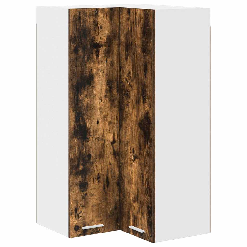 Hanging Cabinet Riga Smoked Oak and White 57 x 57 x 100 cm