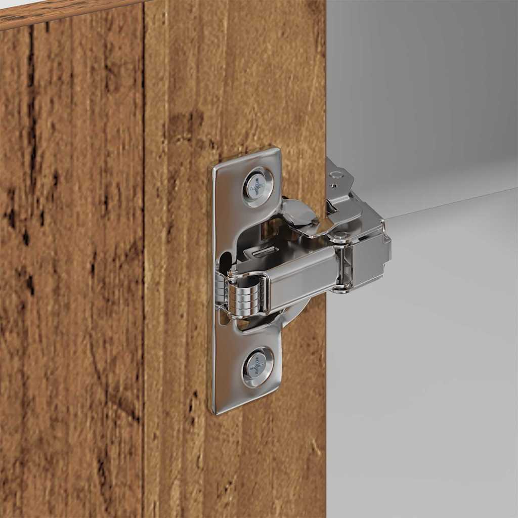 Hanging Cabinet Riga Old Wood and White 57 x 57 x 100 cm