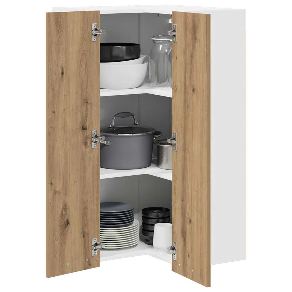 Hanging Cabinet Riga Artisan Oak and White 57 x 57 x 100 cm