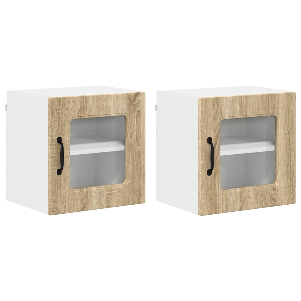 Kitchen Wall Cabinet with Door 2 pcs Sonoma Oak 40 x 31 x 40 cm