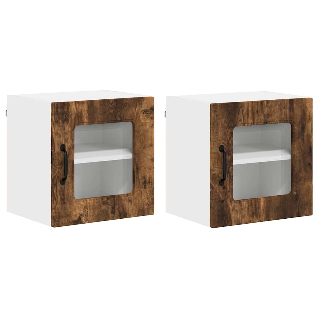Kitchen Wall Cabinet with Door 2 pcs Smoked Oak 40 x 31 x 40 cm