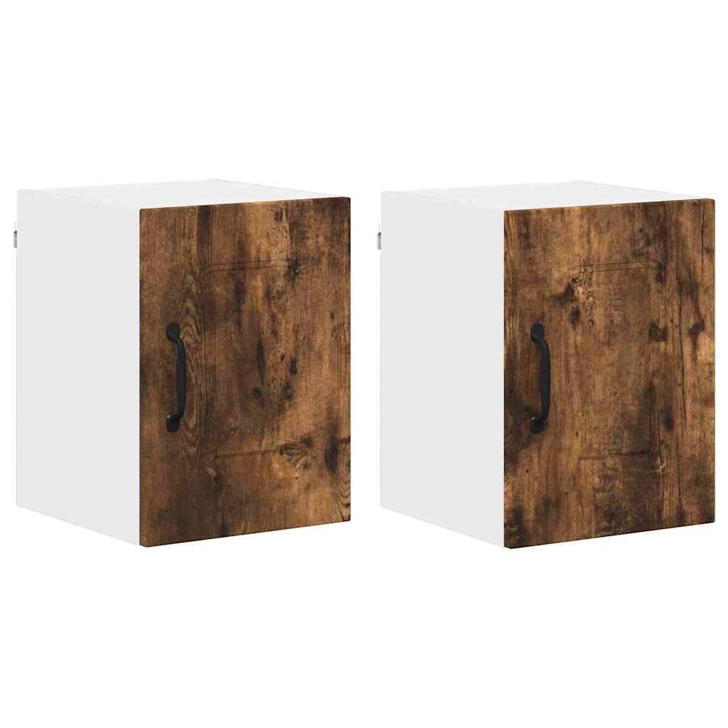 Kitchen Wall Cabinet with Door 2 pcs Smoked Oak 30 x 31 x 40 cm