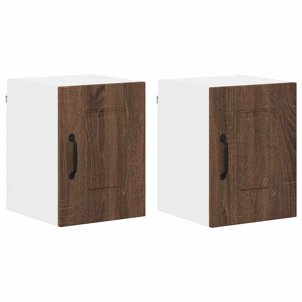 Kitchen Wall Cabinet with Shelf 2 pcs Brown Oak 30 x 31 x 40 cm