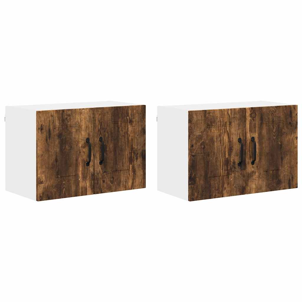 Kitchen Wall Cabinet with Door 2 pcs Smoked Oak 60 x 31 x 40 cm