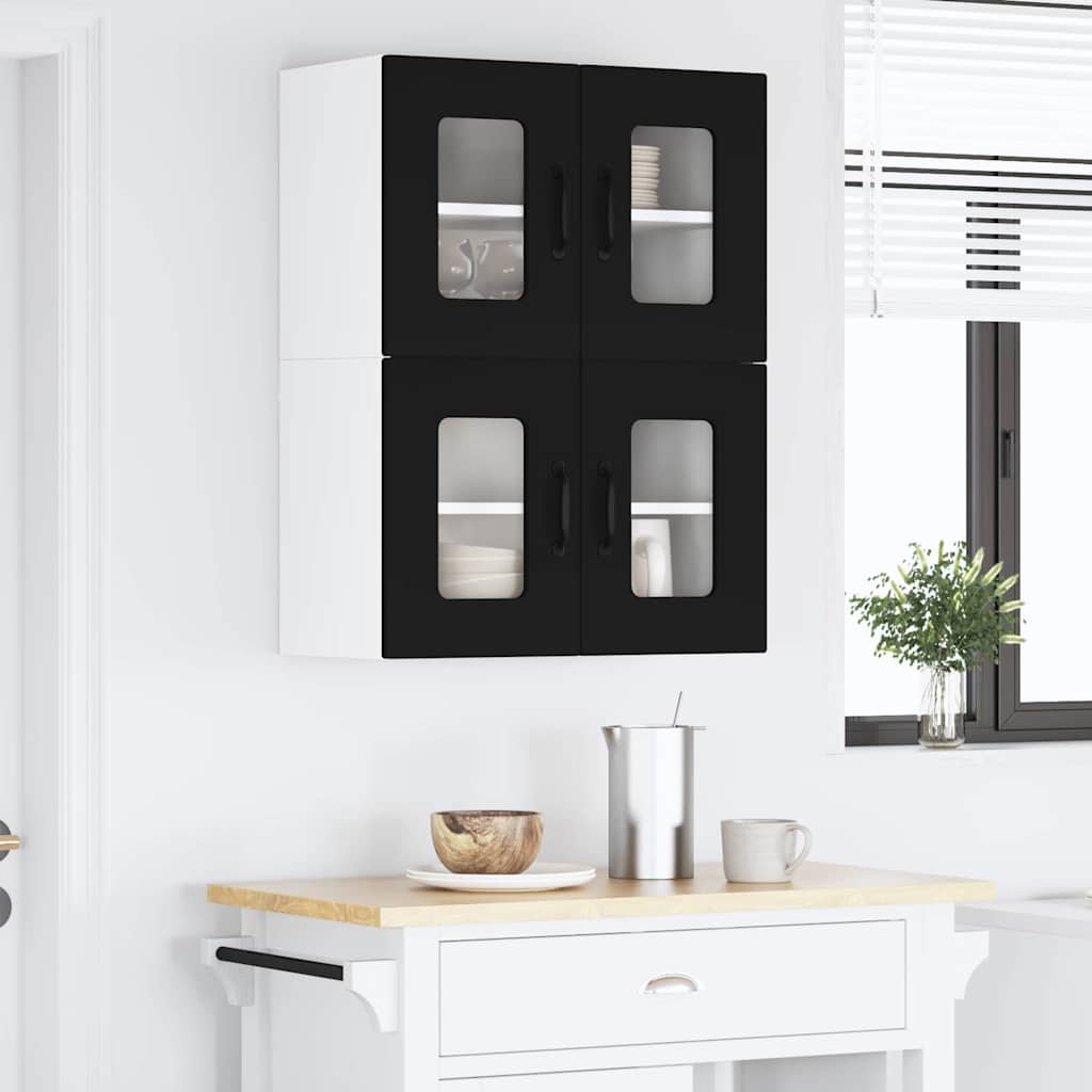 Kitchen Wall Cabinet with Shelf 2 pcs Black 60 x 31 x 40 cm