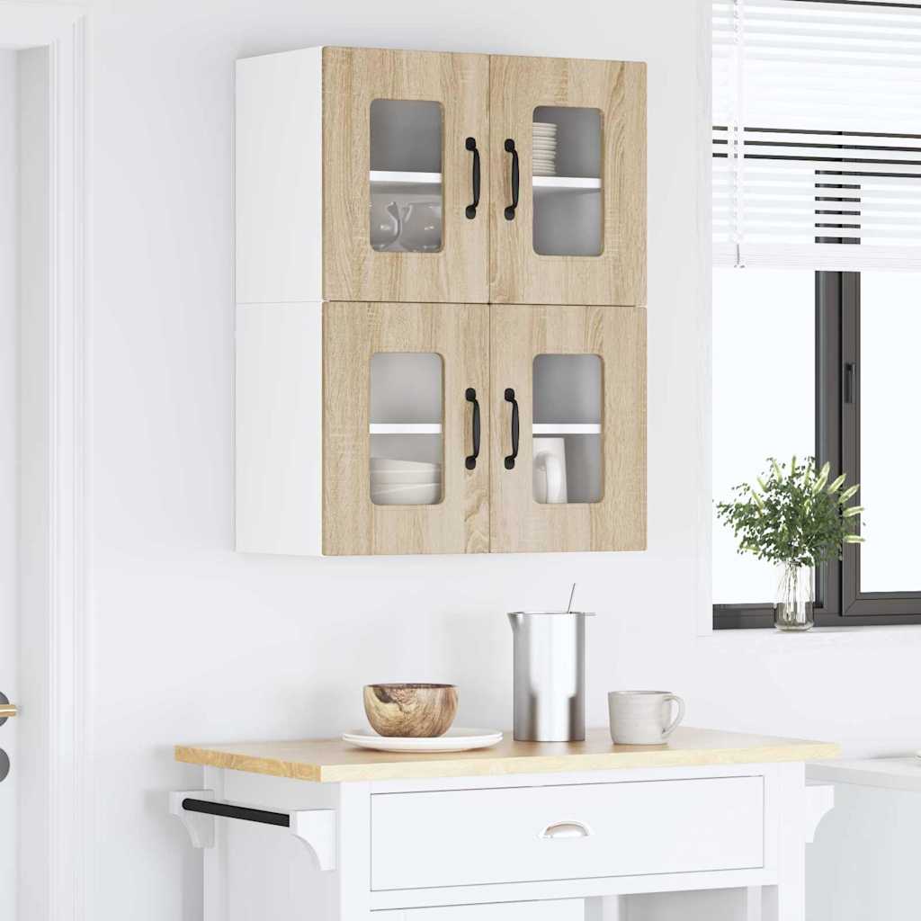 Kitchen Wall Cabinet with Door 2 pcs Sonoma Oak 60 x 31 x 40 cm